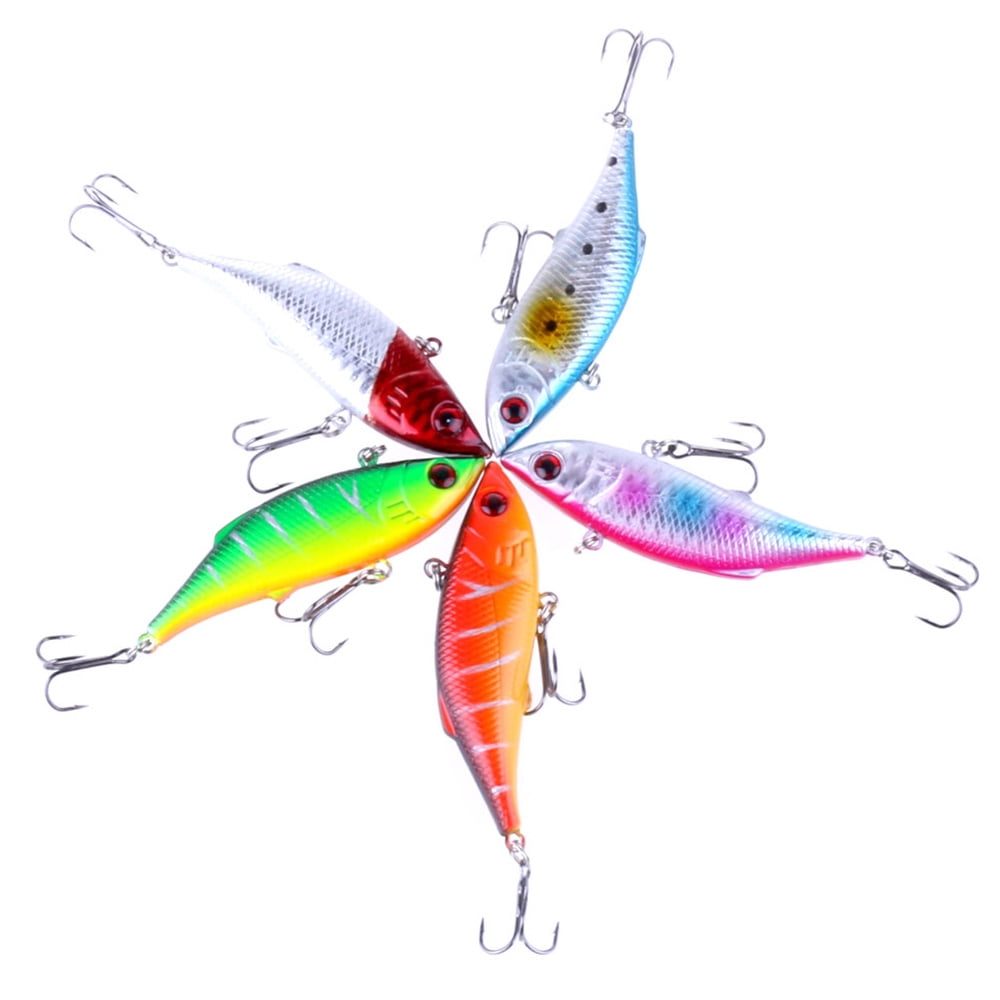HENGJIA Fishing Lures, 5PCS Lipless Crankbaits for Bass, Top Water Lures Minnow VIB Hard Baits Sinking Fishing Lure for Saltwater Freshwater Bass, Redfish, Trout, Walleye