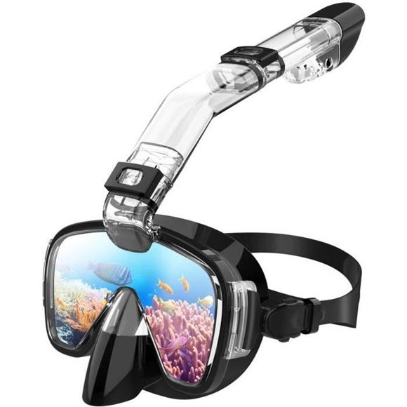 Anti-fog Snorkeling Mask, Silicone Snorkeling Diving Kit with Innovative Integrated Breathing System with Bracket