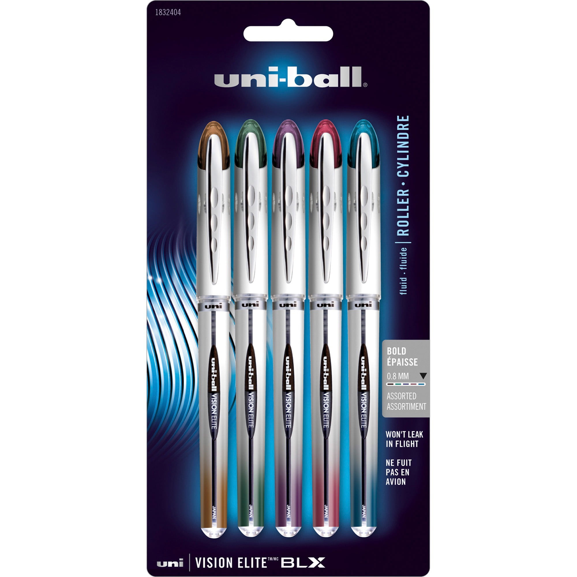 uni-ball Vision Elite BLX Infusion Rollerball Pens 5-Count Assorted Colors 