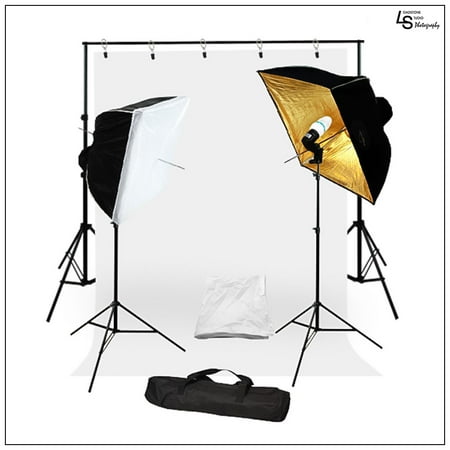 Square Umbrella Continuous Light Kit with Muslin Backdrops and Backdrop Support System for Photography by Loadstone Studio WMLS0963 Square Umbrella Continuous Light Kit with Muslin Backdrops and Backdrop Support System for Photography by Loadstone Studio WMLS0963