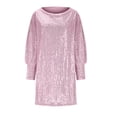 thumbnail image 3 of Yokua Glitter Women Asymmetrical Off Shoulder Long Sleeve Party Dress Evening Event, 3 of 10