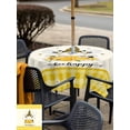 thumbnail image 4 of Outdoor Tablecloth with Umbrella Hole and Zipper, Yellow Bees Gnomes Square Table Cloth 54x54 Inch Waterproof Tablecloth, Farmhouse Spring Floral Checkered Picnic Table Cover for Patio Camping, 4 of 7