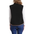 thumbnail image 3 of Chaleco de forro polar para mujer INSPIRE CHIC con bolsillos, sin mangas, abotonado, moda de otoño e invierno 2024, chaleco suave M negro, 3 of 6