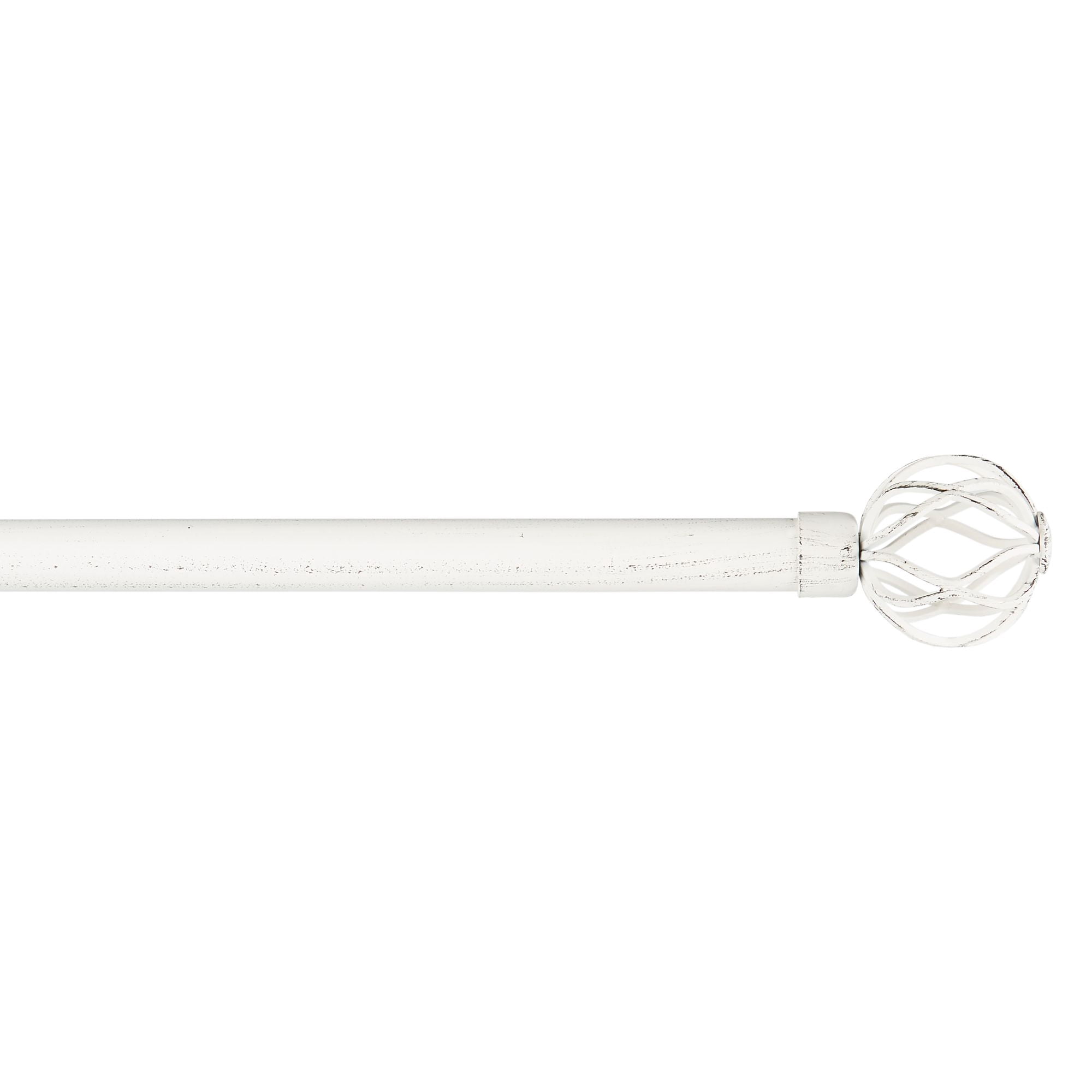 Exclusive Home Ogee 1" Curtain Rod and Coordinating Finial Set, Distressed White, Adjustable 36"-72"