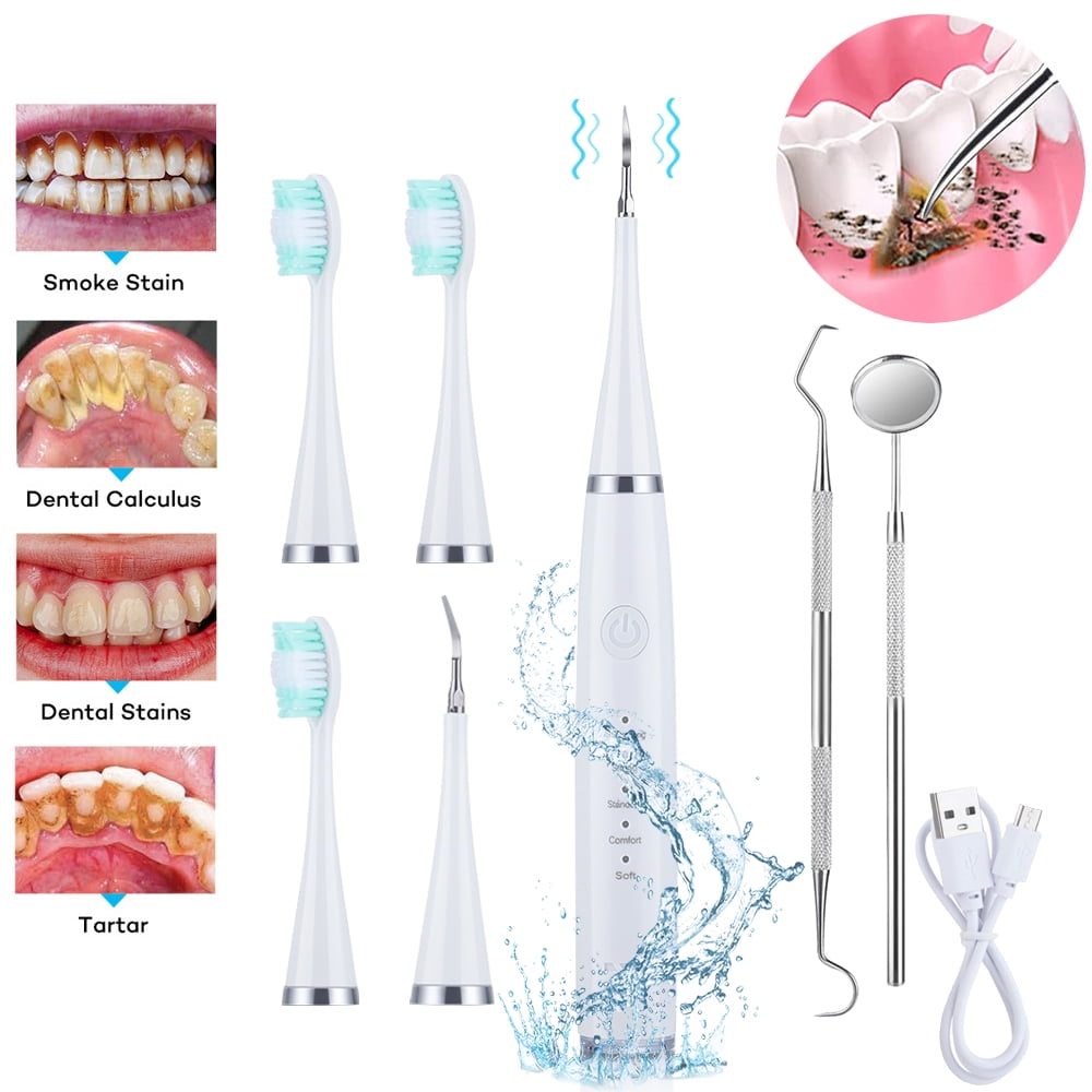 KIBVOE Dental Cleaners USB Stain Tartar Scaler Cleaning Device Tooth Whitening Oral Care (White)