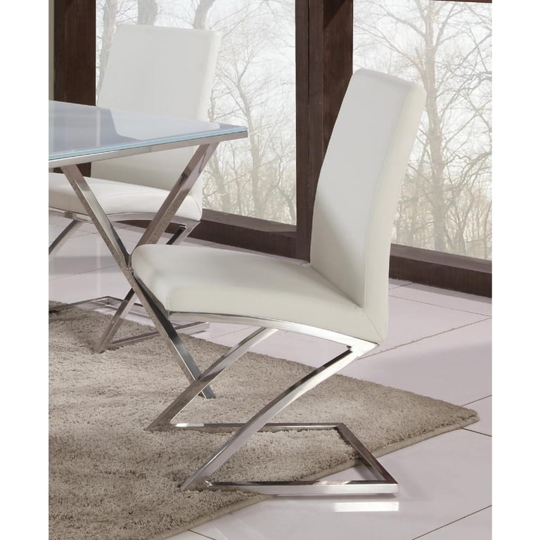 Chintaly Z Frame Contemporary Dining Chair in White PU - Walmart.com