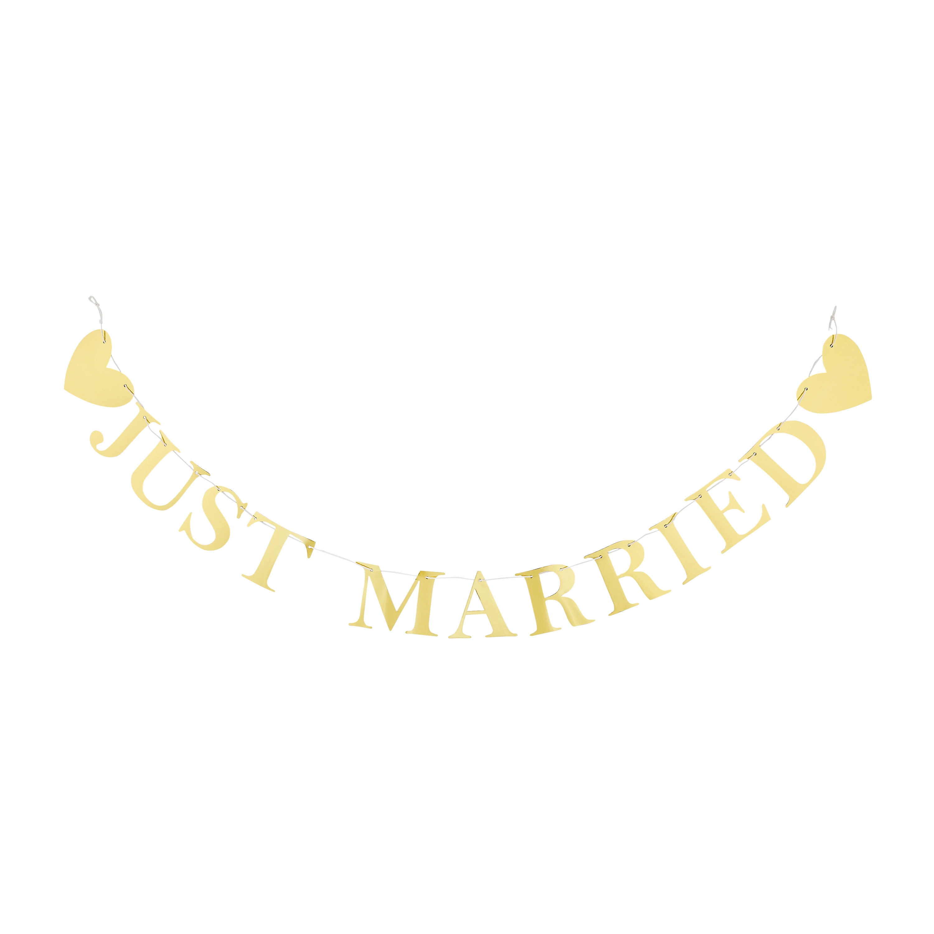 Outbit Just Married Banner - Bunting Letter Streamer Bridal Shower