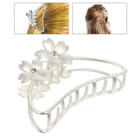 LABSERRON Rhinestone Flower Metal Hair Claw Clip For Bathing Toothed Jaw Hair Clamp Stylish Hair Accessory For Women