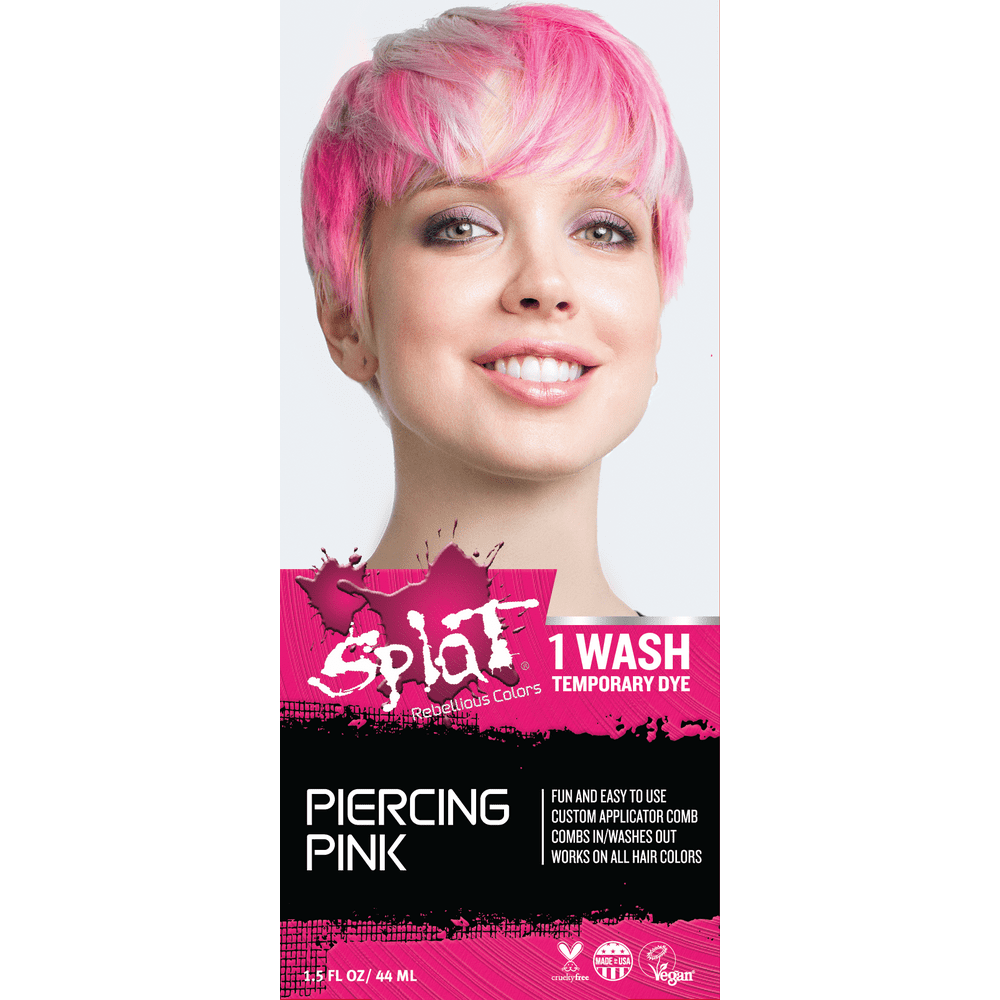 Splat 1 Wash Piercing Pink Hair Color, Temporary Bleach Free Pink Hair