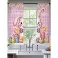 thumbnail image 2 of Pink Easter Bunny Sheer Curtains 63 Inch Length 2 Panels Set Window Treatments, Spring Easter Eggs Chicken Floral Plaid Rod Pocket Semi Curtains for Living Room/Bedroom/Kitchen Décor, 104"W x 63"L, 2 of 7