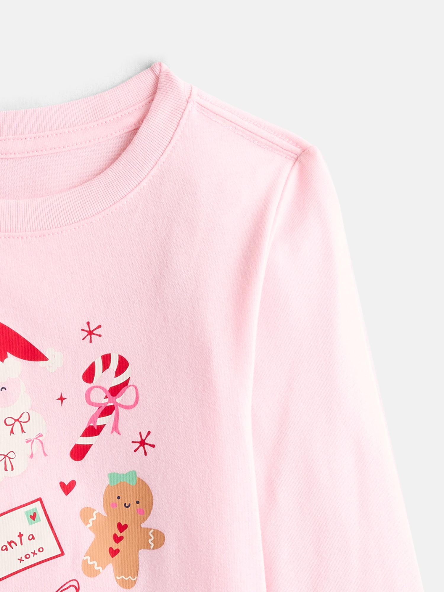 Holiday Time Toddler Girls' Christmas Graphic Tee with Long Sleeves, Sizes 12M-5T