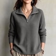 thumbnail image 6 of Maean Womens Quarter Zip Sweater V Neck Collared Long Sleeve Knit Sweaters Casual Loose Pullover Tops, 6 of 7