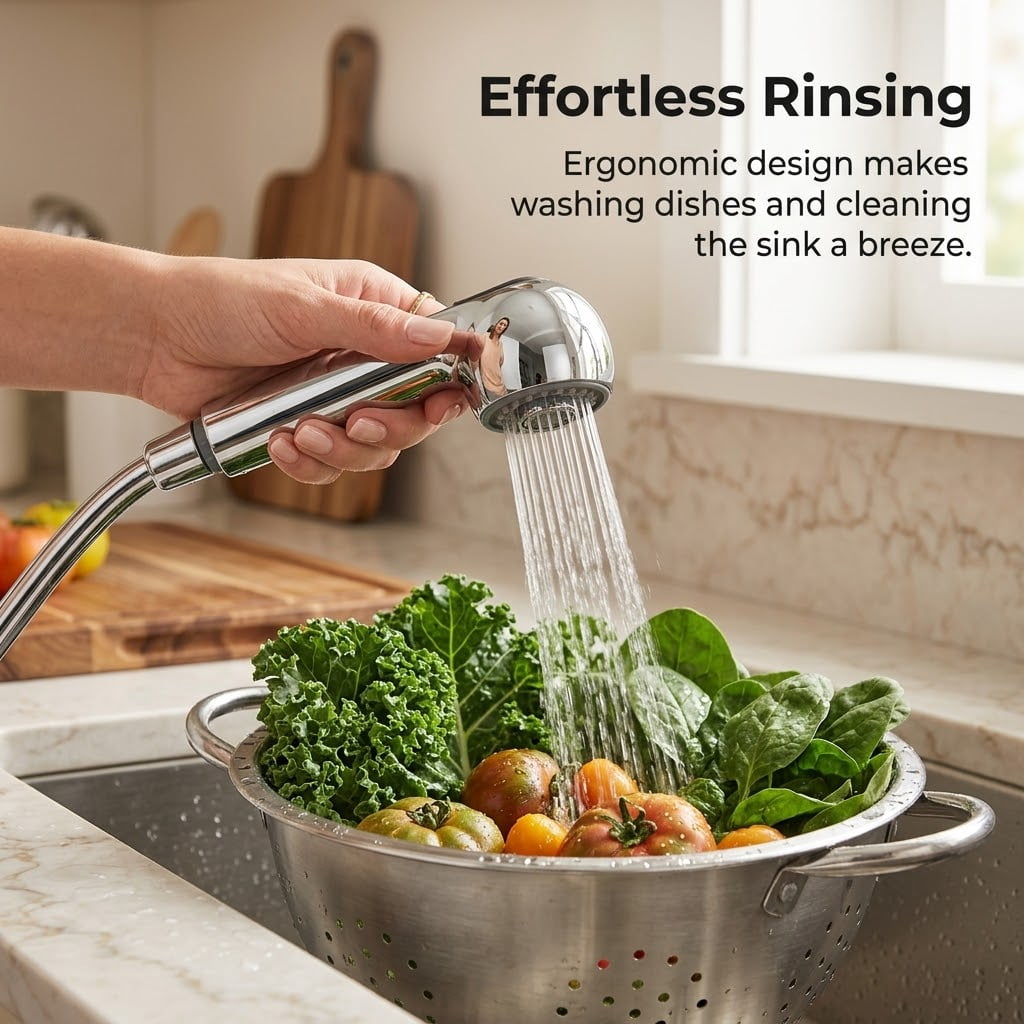 LAZIOEGR Dual-Mode ABS Kitchen/Bathroom Pull-Out Faucet Nozzle with Copper Outlet – Bubble & Shower Spray, Kitchen Easy G1/2 Fit