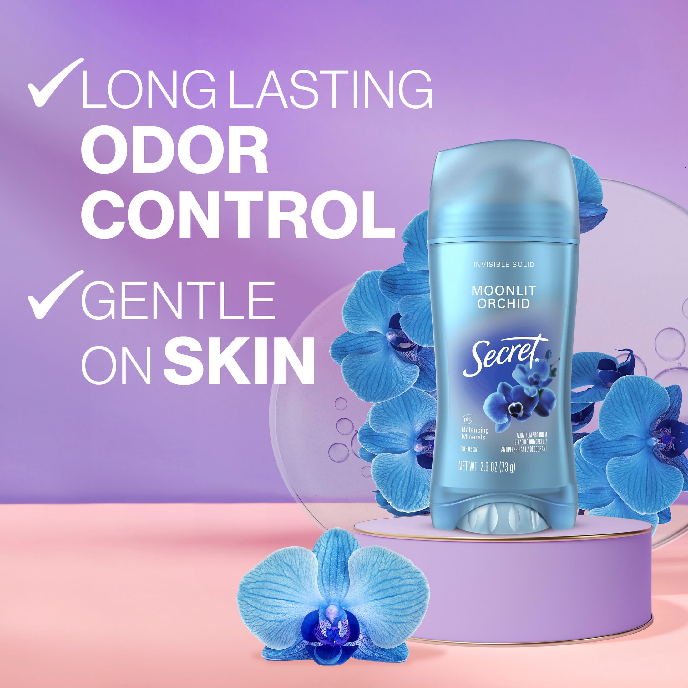 Secret Fresh Invisible Solid Antiperspirant & Deodorant for Women, Moonlit Orchid, 2.6oz