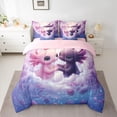 thumbnail image 2 of Castle Fairy Kawaii Axolotl Twin Bedding Sets,Black Pink Salamander Bedding Comforter Set, 2 of 8