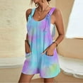 thumbnail image 2 of Brnmxoke Womens Rompers Jumpsuits Tie Dye Printed Casual Summer Outfits 2024 Shorts Overalls Jumpers with Pockets Loose Comfy Trendy Clothes Blue,XXL, 2 of 4