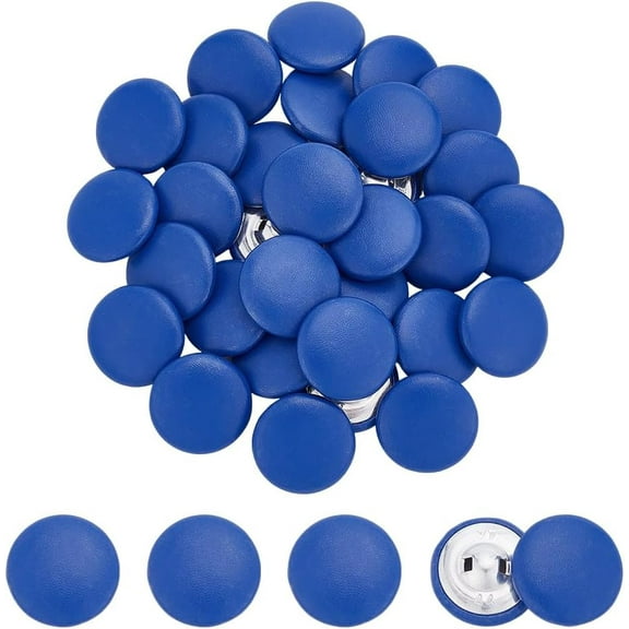 30 Pcs Leather Covered Button 1.12Inch Metal Shank Round Sewing Buttons 1-Hole Crafting Botones para Tapicería Buttons for Knitting Upholstery Tufting DIY Handcraft Coat Blazer Blue