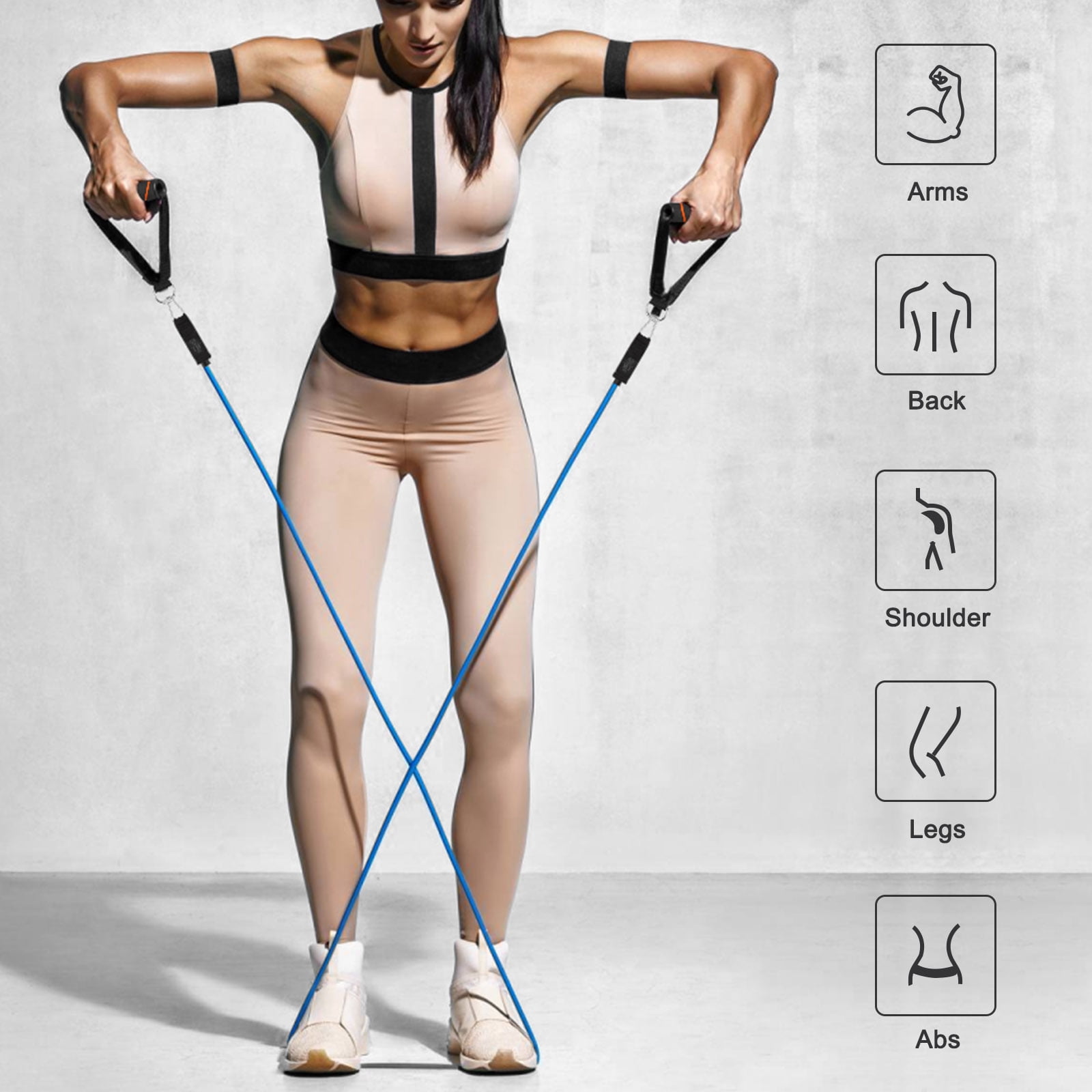 11pcs Resistance Bands, Exercise Bands, Workout Bands with Training Tubes, Handles, Ankle Straps, 5 Resistance Levels Fitness Bands for Physical Therapy, Yoga, Pilates