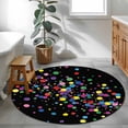 thumbnail image 3 of Colorful Polka Dot Round Area Rug 3.3Ft Washable Circle Rugs for Dining Room Table, Cartoon Cute Abstract Graffiti Black Non-Slip Carpet Floor Mats Indoor Outdoor Carpet Runner Aesthetic Home Decor, 3 of 8