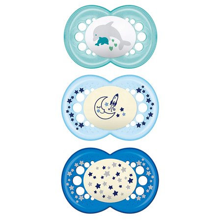 UPC: 0845296066336 | MAM Pacifiers  Baby Pacifier 16+ Months  Best Pacifier for Breastfed Babies  Day & Night  Design Collection  Boy  3Count
