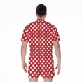 thumbnail image 2 of Red And White Polka Dot Pattern Short Sleeve Men'S Rompers, Dots Casual Summer Jumpsuits Outfit, 2 of 4