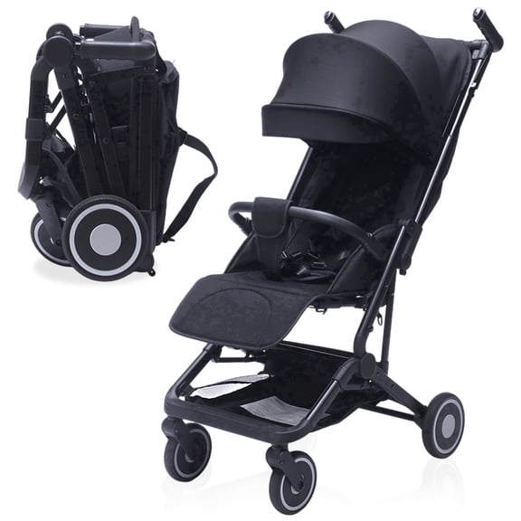 Vrhot Lightweight Baby Stroller – Compact Design with Storage Basket, Only 13.7 lbs, Easy-Fold Travel System for Baby & Toddler, Black