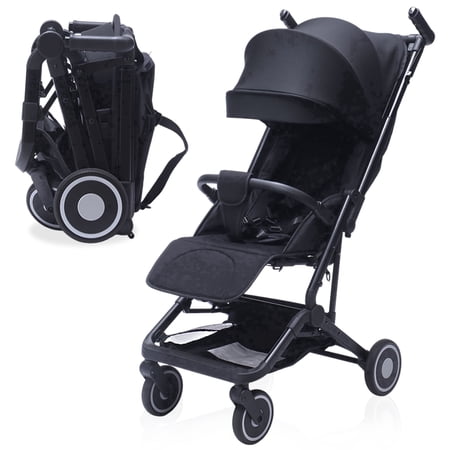 Vrhot Lightweight Baby Stroller – Compact Design with Storage Basket, Only 13.7 lbs, Easy-Fold Travel System for Baby & Toddler, Black