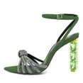 thumbnail image 2 of FSJ Women Sexy Pointed Open Toe Crystal High Heels Strap Knot Buckled Ankle Strap Sandals Cocktail Party Dressy Shoes Size 8 Green, 2 of 4