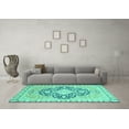 thumbnail image 3 of Ahgly Company Machine Washable Indoor Rectangle Geometric Turquoise Blue Traditional Area Rugs, 8' x 12', 3 of 4