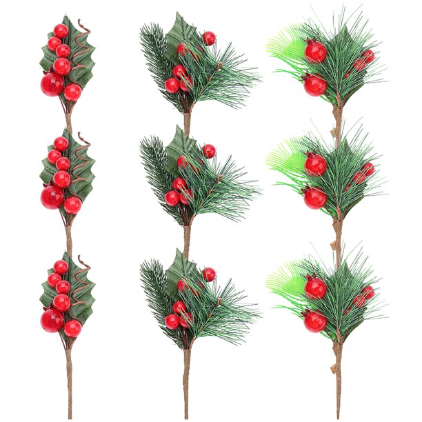 EeaseMX piezas de ramas de bayas artificiales para ramos de bricolaje, bayas simuladas de colores vivos (rojo)