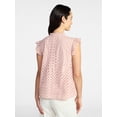 thumbnail image 4 of Time and Tru Women's Cotton Eyelet Top with Short Flutter Sleeves, Sizes XS-XXXL, 4 of 6