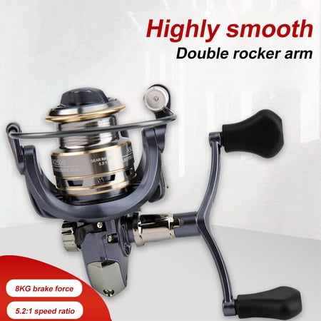 Lightweight Fishing Reel 1000-2000 Spinning Reel 8KG 5.2:1 Ratio Double Rocker