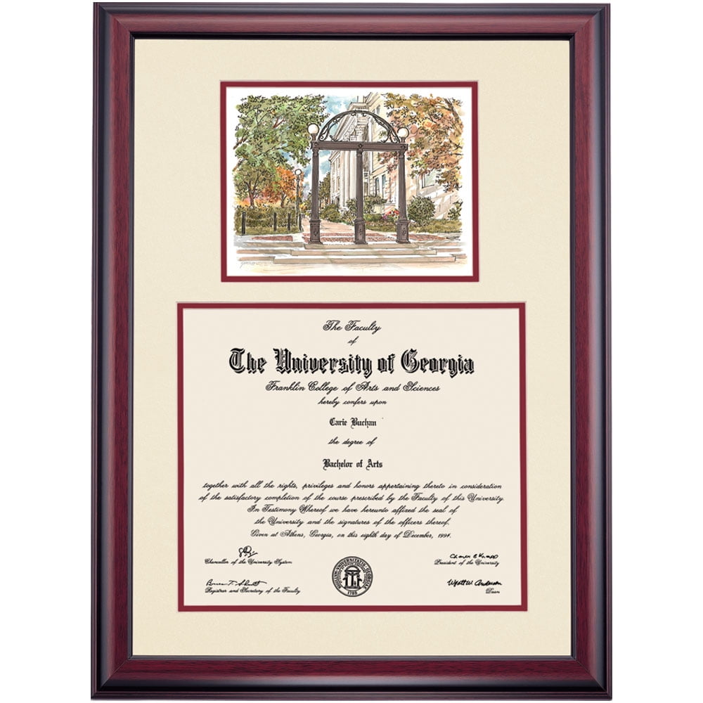 OCM Diploma Frame for University of UGA, Ivory/Maroon Mat with