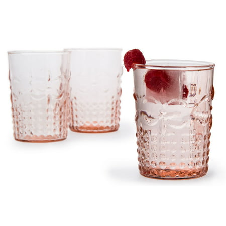 Vintage Pink Fleur de Lys Tumbler Drinking Glass