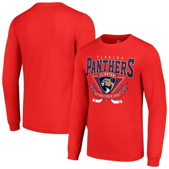Men's Starter Red Florida Panthers Team Logo Graphic Long Sleeve T-Shirt