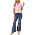 thumbnail image 2 of INSPIRE CHIC Women's Blouse Peter Pan Collar Puff Short Sleeve Retro Shirt XL Pink, 2 of 5