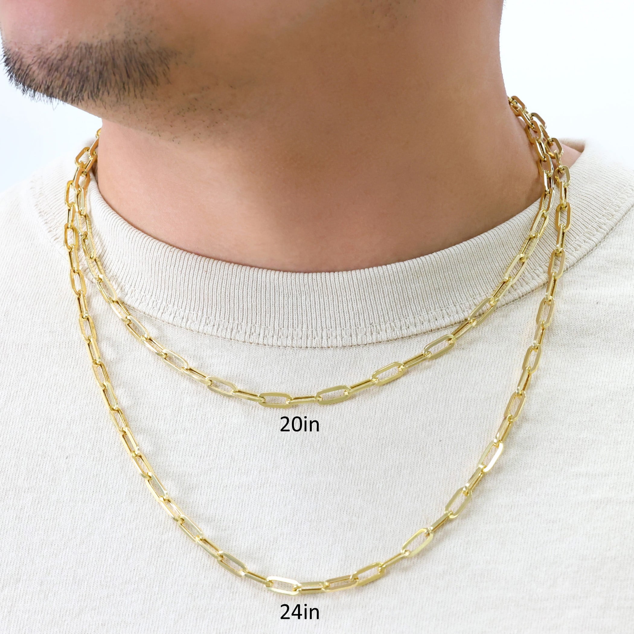 Nuragold 10k Real Yellow Gold Paperclip 5mm Elongated Cable Link Necklace (16"-24") Dainty Italian Jewelry for Men & Women