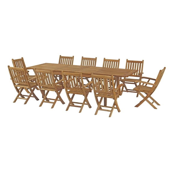 Modern Contemporary Urban Design Outdoor Patio Balcony Garden Furniture Side Dining Chair and Table Set, Wood, Natural