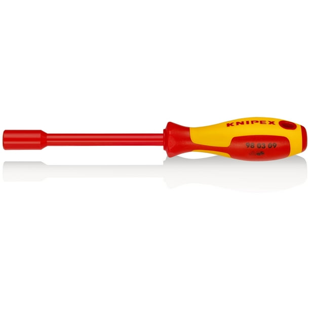 KNIPEX 98 03 09 Llave de cubo Con mango desarmador aislados con fundas en dos componentes, según norma VDE bruñido 237 mm