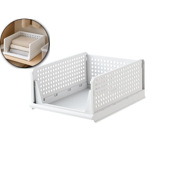 Stackable Clothes Storage Basket Organizer Sliding Cabinet Drawer Shelf DIY Divider Separator Desktop Container for Wardrobe Cupboard Kitchen Bathroom Office