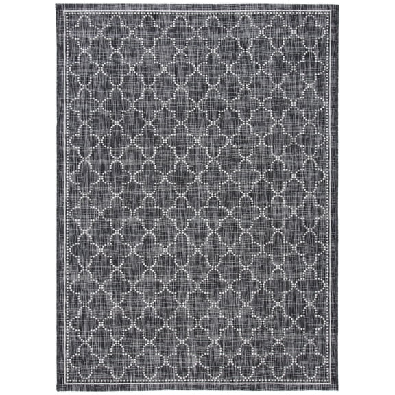 SAFAVIEH Courtyard Joan Geometric Indoor/Outdoor Area Rug, Black/Grey, 5'5" x 7'7"