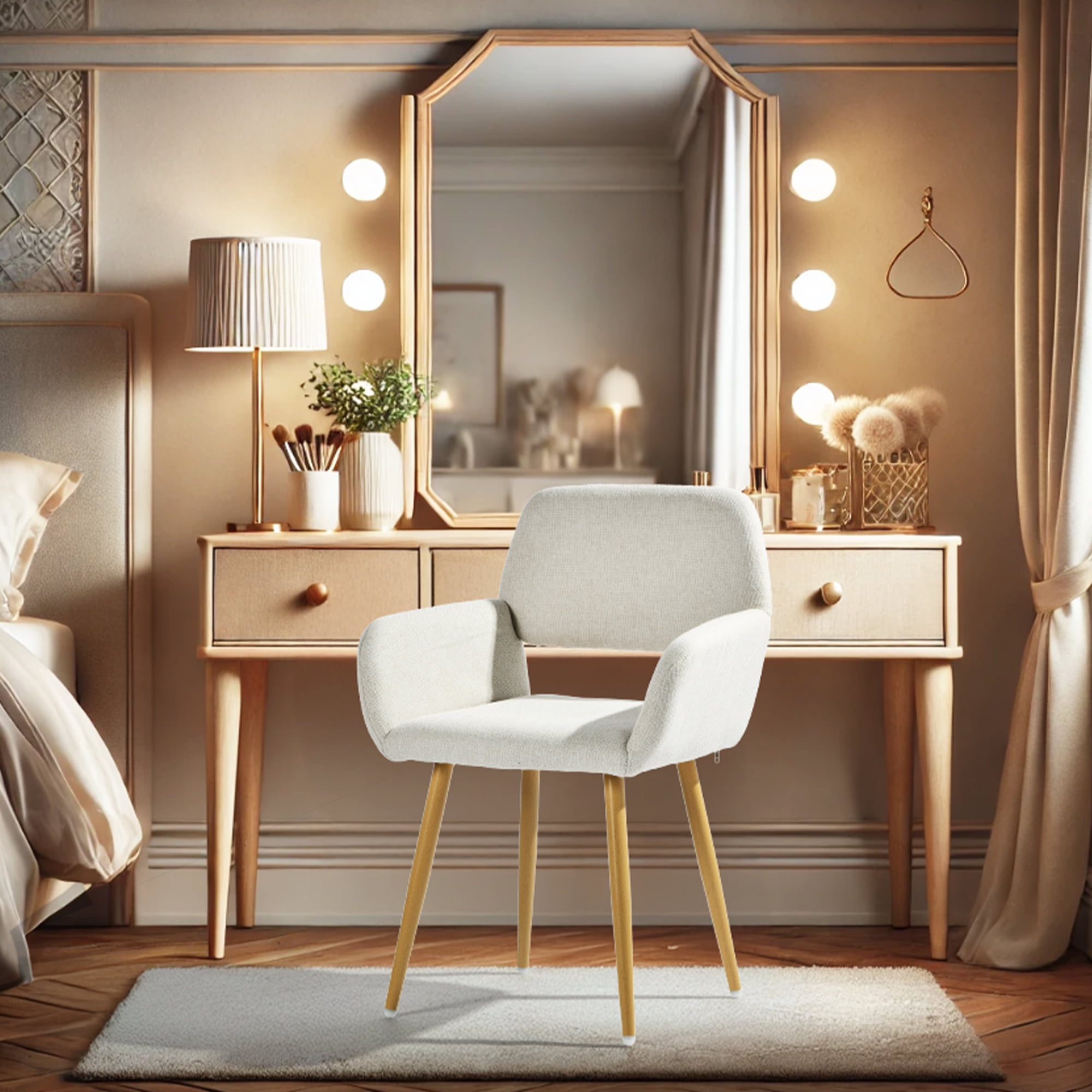 Homy Casa Set of 2 Fabric Desk Chairs with Armrests and Open Back for Home Office