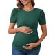 thumbnail image 1 of Blusa de maternidad de mujer INSPIRE CHIC, de punto acanalado, con mangas cortas abullonadas, camiseta arrugada para fotos de baby shower, talla XX-Large, roja, 1 of 6