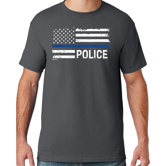 Buy Cool Shirts Mens Police Thin Blue Line T-shirt, Small Charcoal Grey