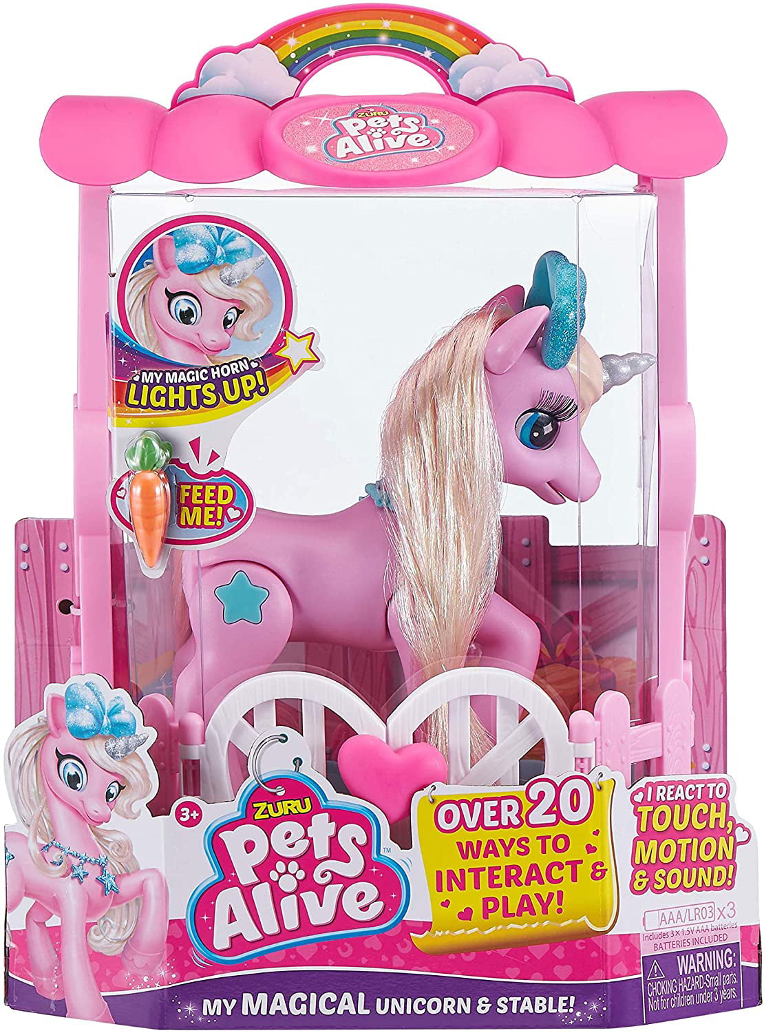 by ZURU Pets Alive My Magical Unicorn in Stable Battery-Powered Interactive Robotic Toy Playset Pink Unicorn 
