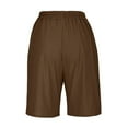 thumbnail image 6 of RYRJJ Bermuda Shorts for Women Wide Leg Cotton Linen Knee Length Summer Casual Long Shorts Loose High Waisted Short with Pockets(Brown,M), 6 of 6