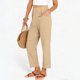 thumbnail image 5 of Pincandy Women's Solid Color Elastic Waist Pockets Linen Blend 9-Point Pants, Casual & Daily Wear, 5 of 7