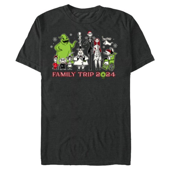 Disney The Nightmare Before Christmas Snow Family Trip 2024 - Short Sleeve Blended T-Shirt for Adults - Customized-Dark Heather