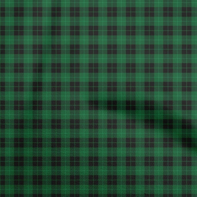 oneOone Cotton Poplin Dark Green Fabric Check Sewing Craft Projects Fabric Prints By Yard 42 Inch Wide