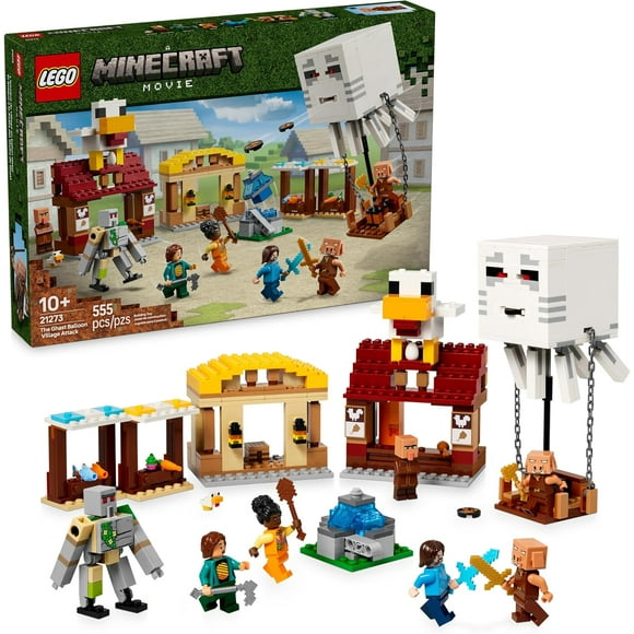 FABREJAY Minecraft The Ghast Balloon Village Attack- Toy Building Set for Kids, Girls and Boys Ages 10+ - Includes Steve, Natalie, and Dawn Minifigures - Birthday Gift Idea - 21273